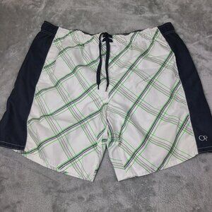 Op Ocean Pacific Swimsuit Board Shorts Men 3XL Black White Green Gray Plaid‎